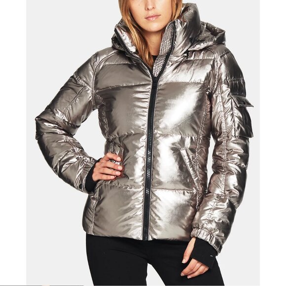 S13 Kylie Hooded Down Puffer Coat Champagne